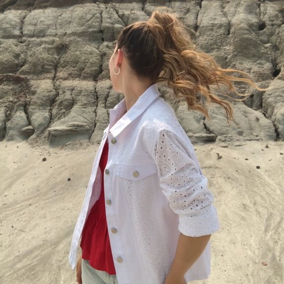 White Jean Jacket - Picture 1 of 2